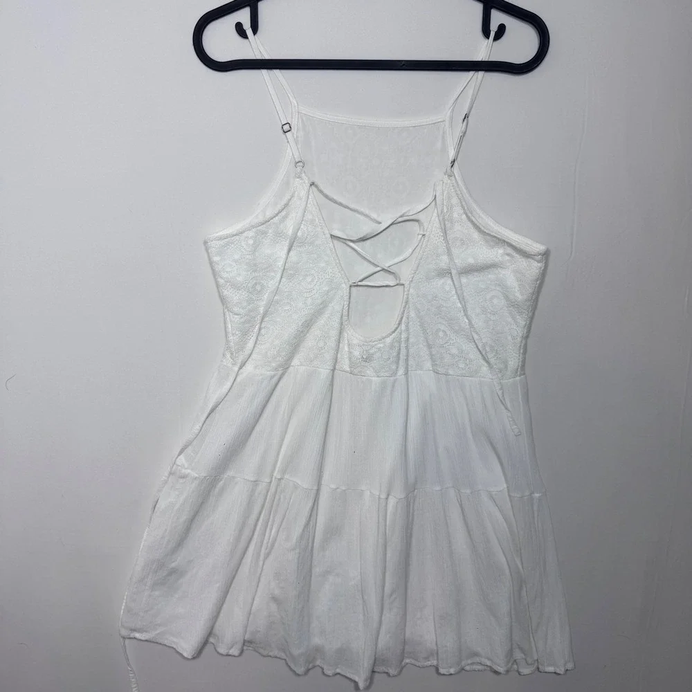 Abercrombie & Fitch White Lace‎ Mini Dress Women's M Coquette Boho Cottagecore - Picture 5 of 11